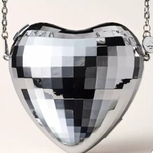 Kate Spade x Target  Disco Ball Heart‎ 3D Clutch Silver Mirrored Crossbody Bag